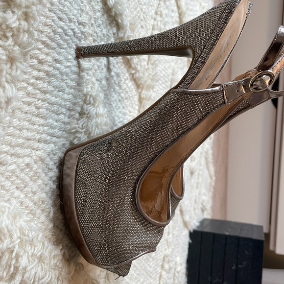 Guess pewter platform open toe heel size 7.5 - Picture 2 of 6